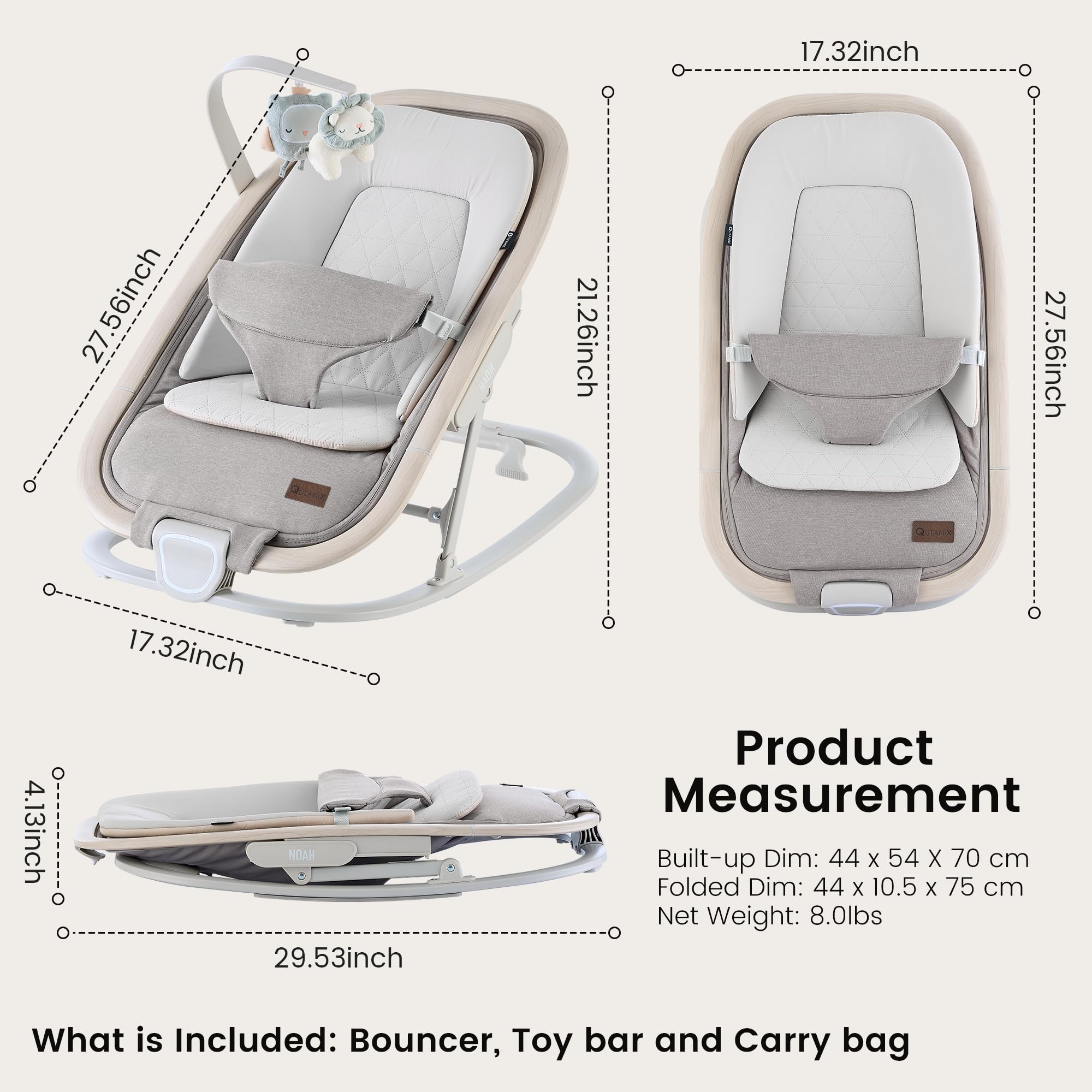 QUTANIX Noah wood accents design blending with modern nursery style.