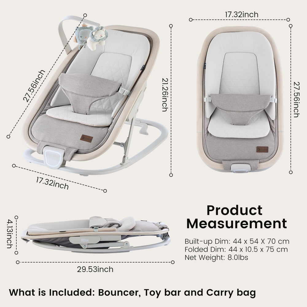 QUTANIX Noah wood accents design blending with modern nursery style.
