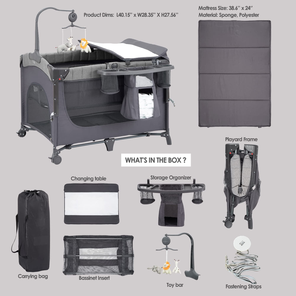 QUTANIX portable crib supports easy travel and compact storage.