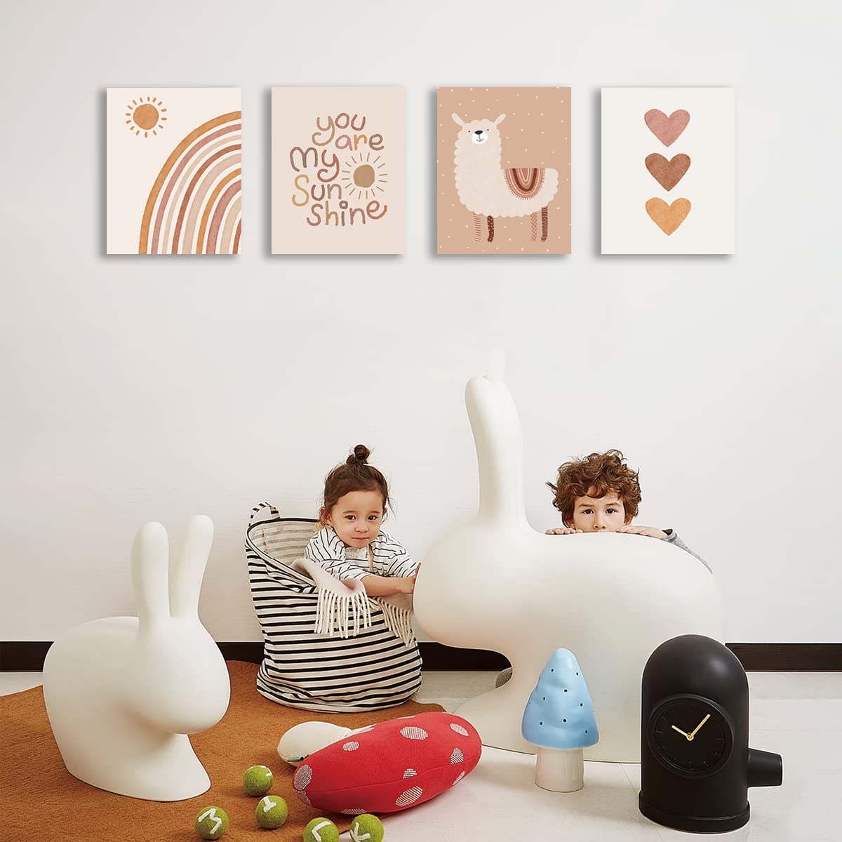Quzenu four-piece set for nursery rainbow wall decor