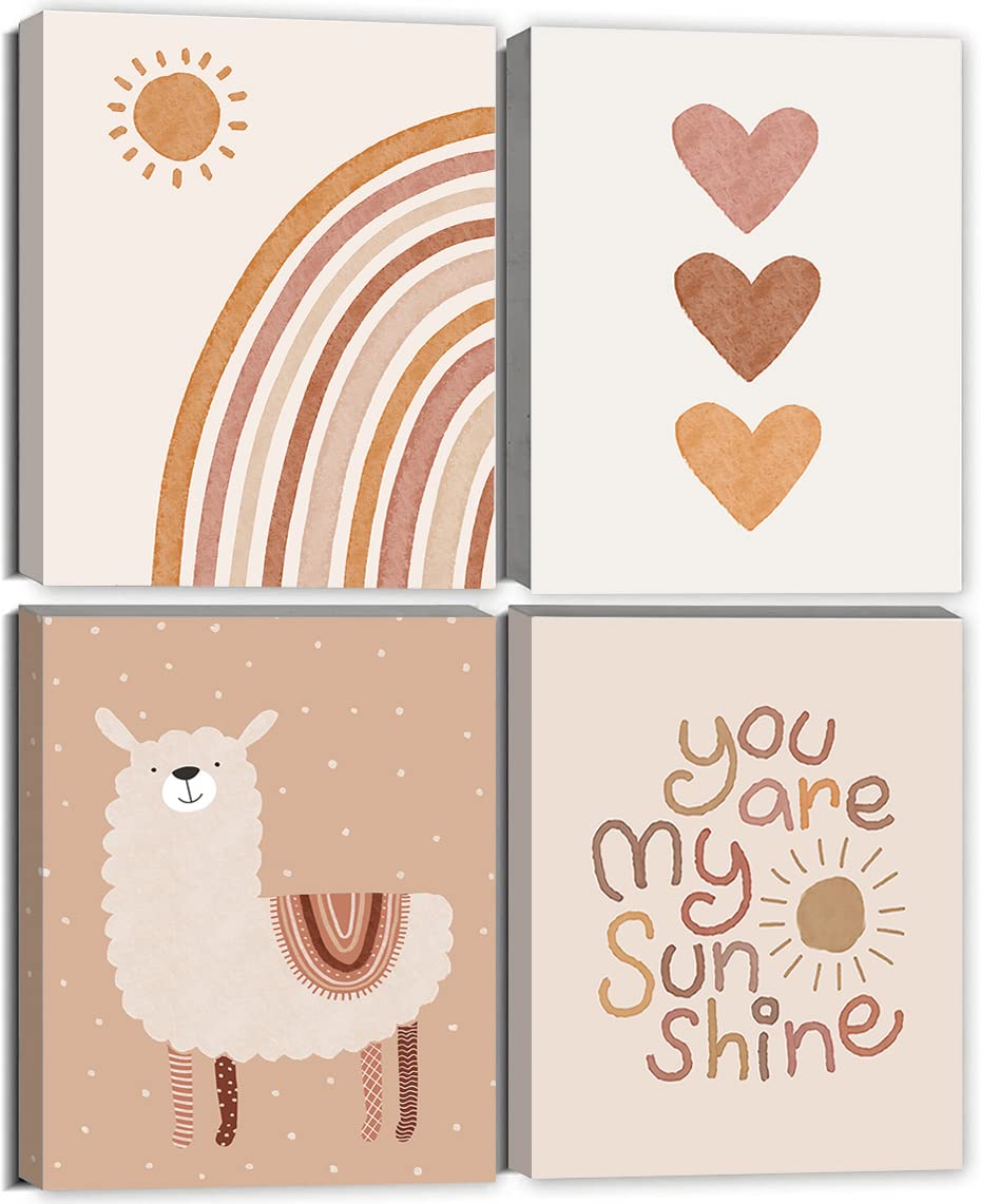 Quzenu boho rainbow You Are My Sunshine framed prints brighten a baby girl's nursery