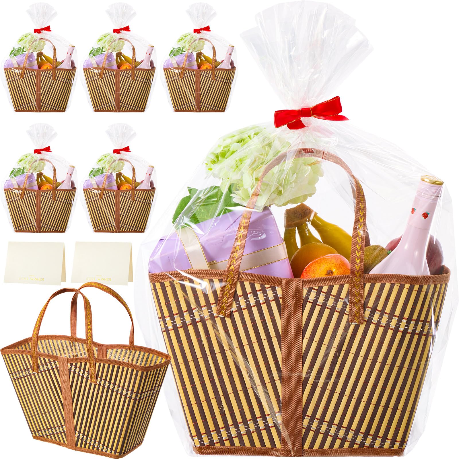 Quzzil bamboo gift basket with rectangular handle for easy gifting.