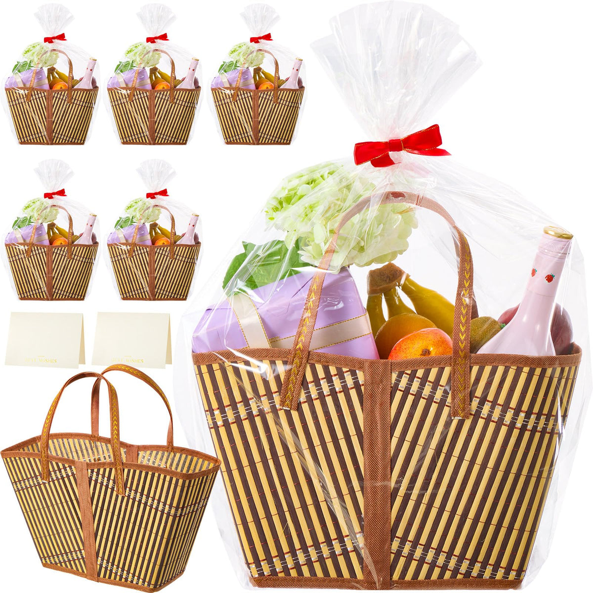Quzzil bamboo gift basket with rectangular handle for easy gifting.