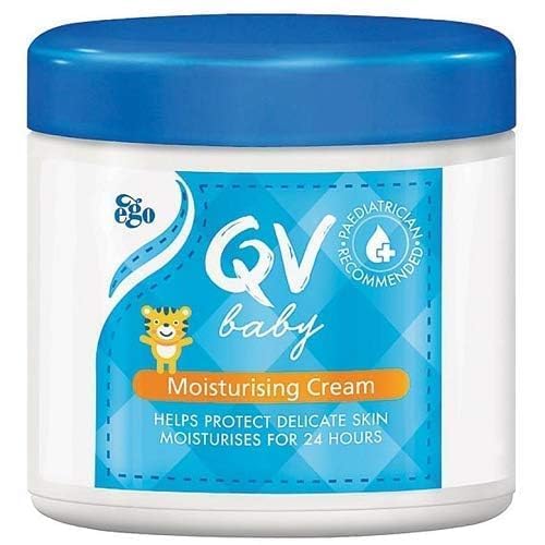 Close-up of QV Baby Moisturising Cream texture for long-lasting moisture