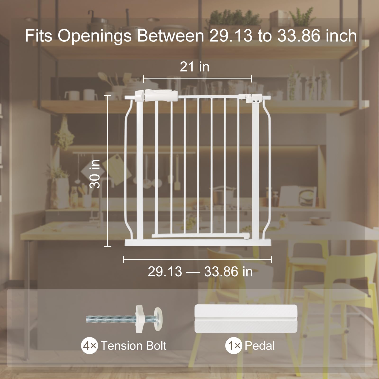 QwickNesty wide opening fits 29 to 33 inches for flexible doorway sizing.