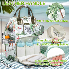 QWREOIA animal-pattern diaper bag front pocket for quick access items