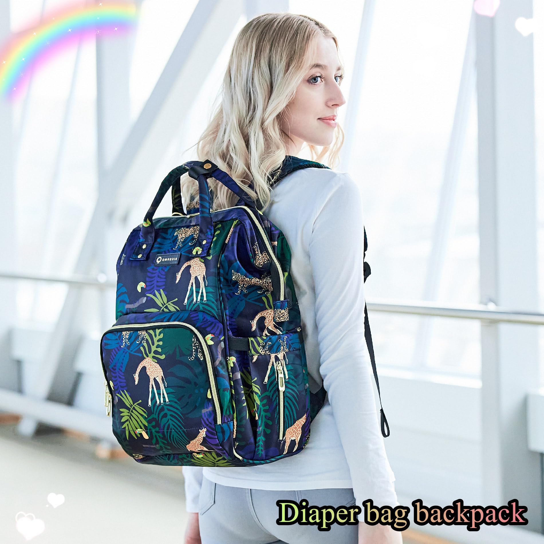 QWREOIA backpack-style design offers ergonomic back support.