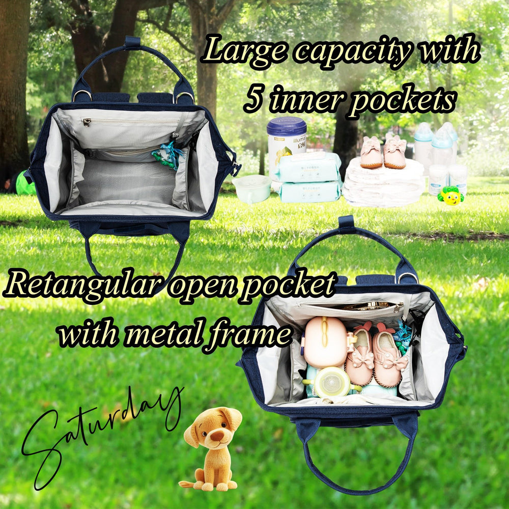 QWREOIA diaper bag back pocket, anti-theft storage for valuables.