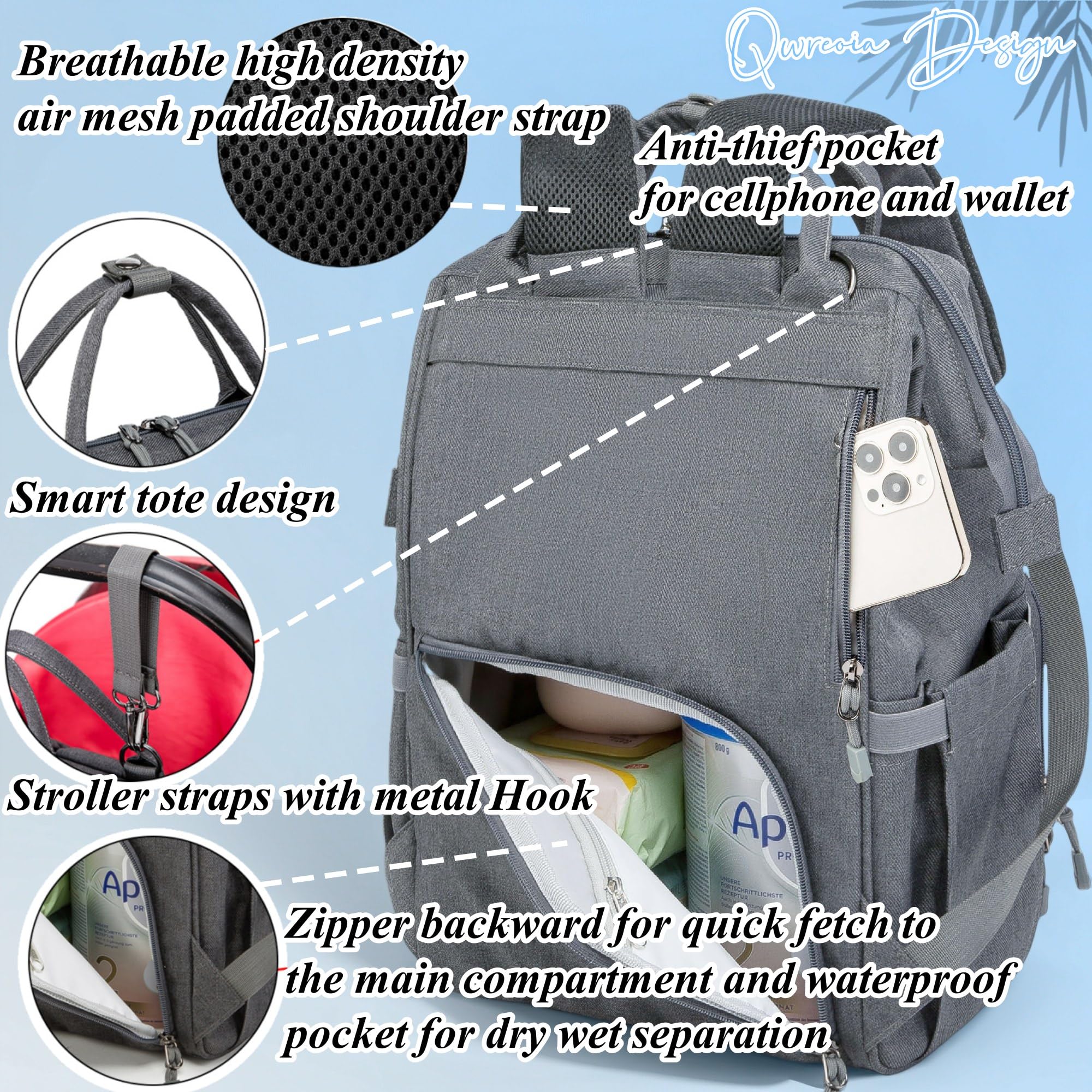 QWREOIA water-resistant changing pad for on-the-go changes.