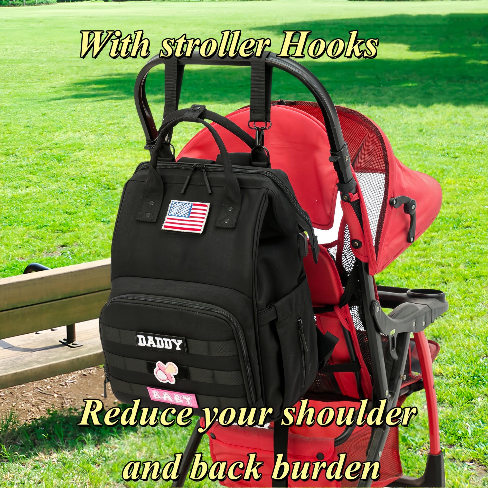 QWREOIA diaper bag backpack patches-ready design for personalization.