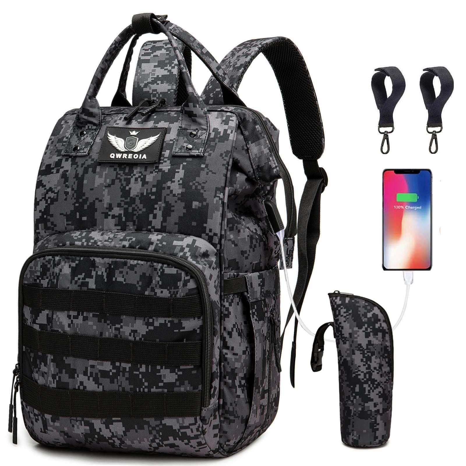 QWREOIA diaper bag backpack with large capacity for busy parents