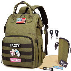 QWREOIA diaper bag backpack outer pocket for quick access on the go.