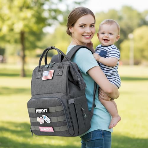 QWREOIA diaper bag backpack with stroller straps for hands-free outings.