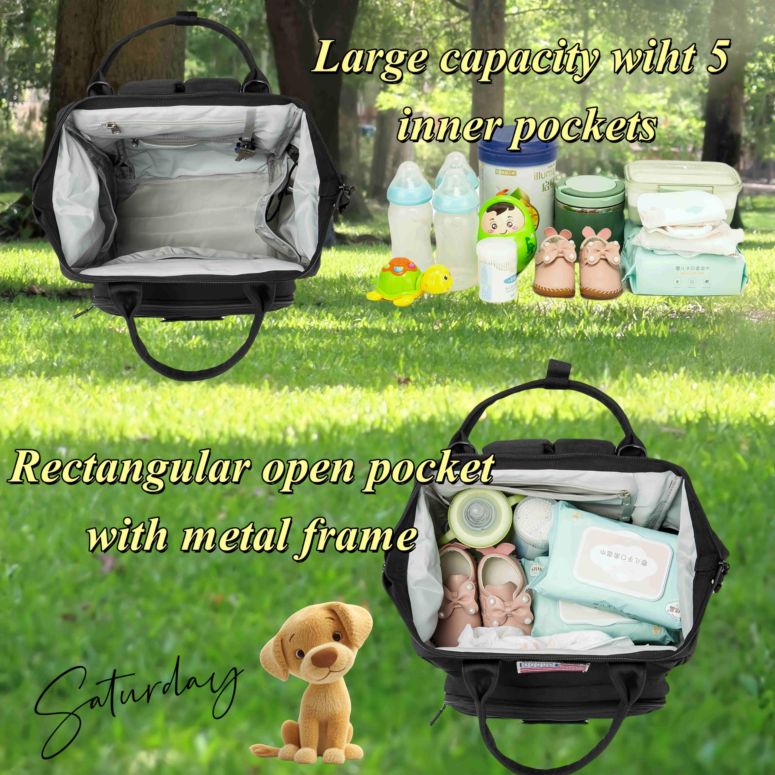 QWREOIA diaper bag backpack USB port supports on-the-go charging.