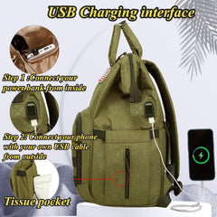 QWREOIA diaper bag backpack USB port for convenient charging.