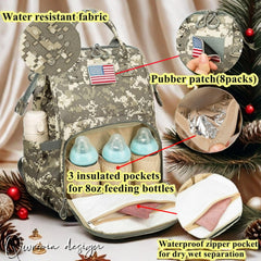 QWREOIA camo diaper bag USB port ready for charging on the go
