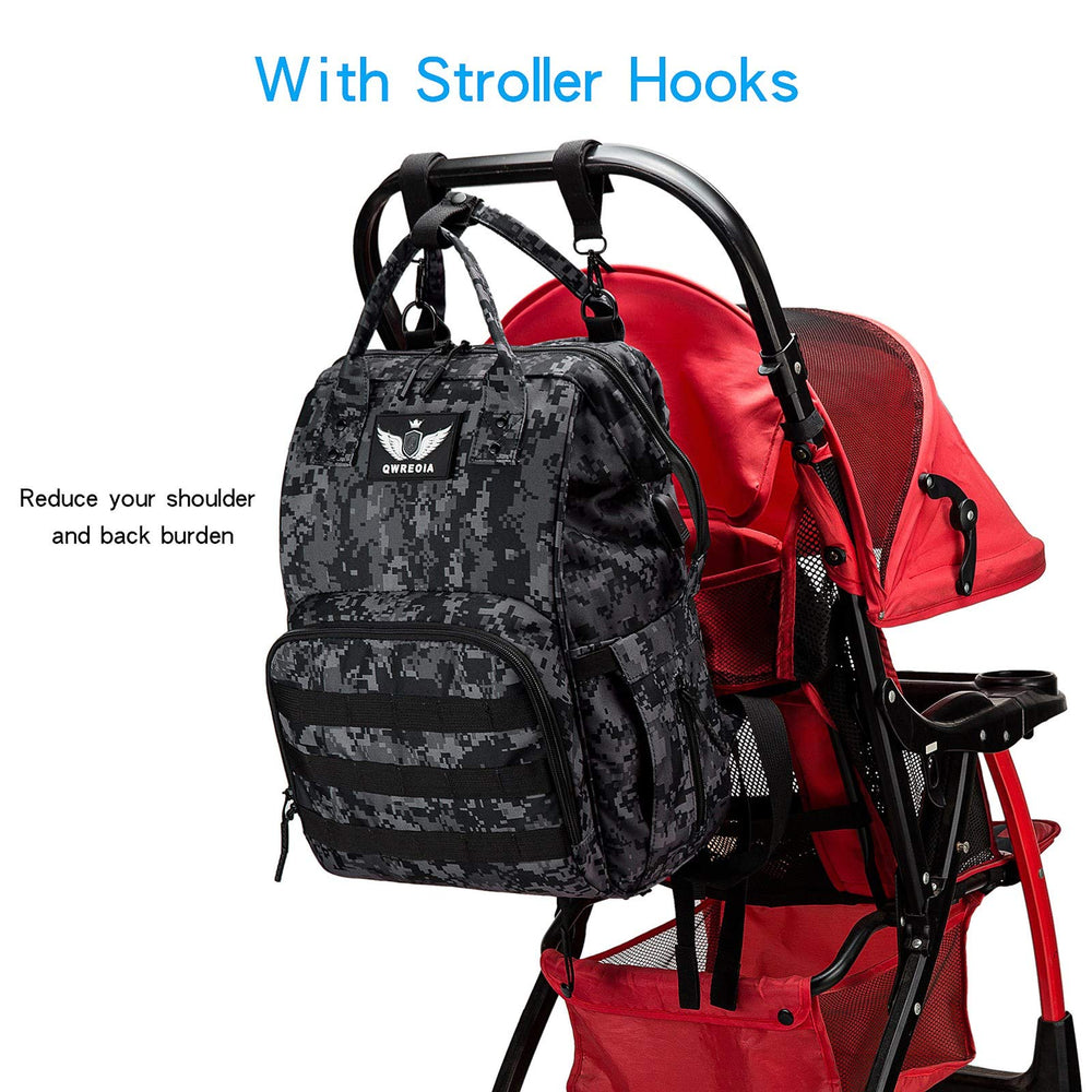 QWREOIA camouflage design on diaper bag