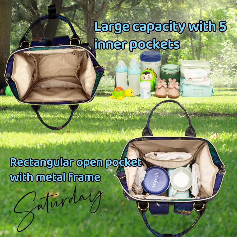 QWREOIA diaper bag changing pad provides clean changing surface on outings.
