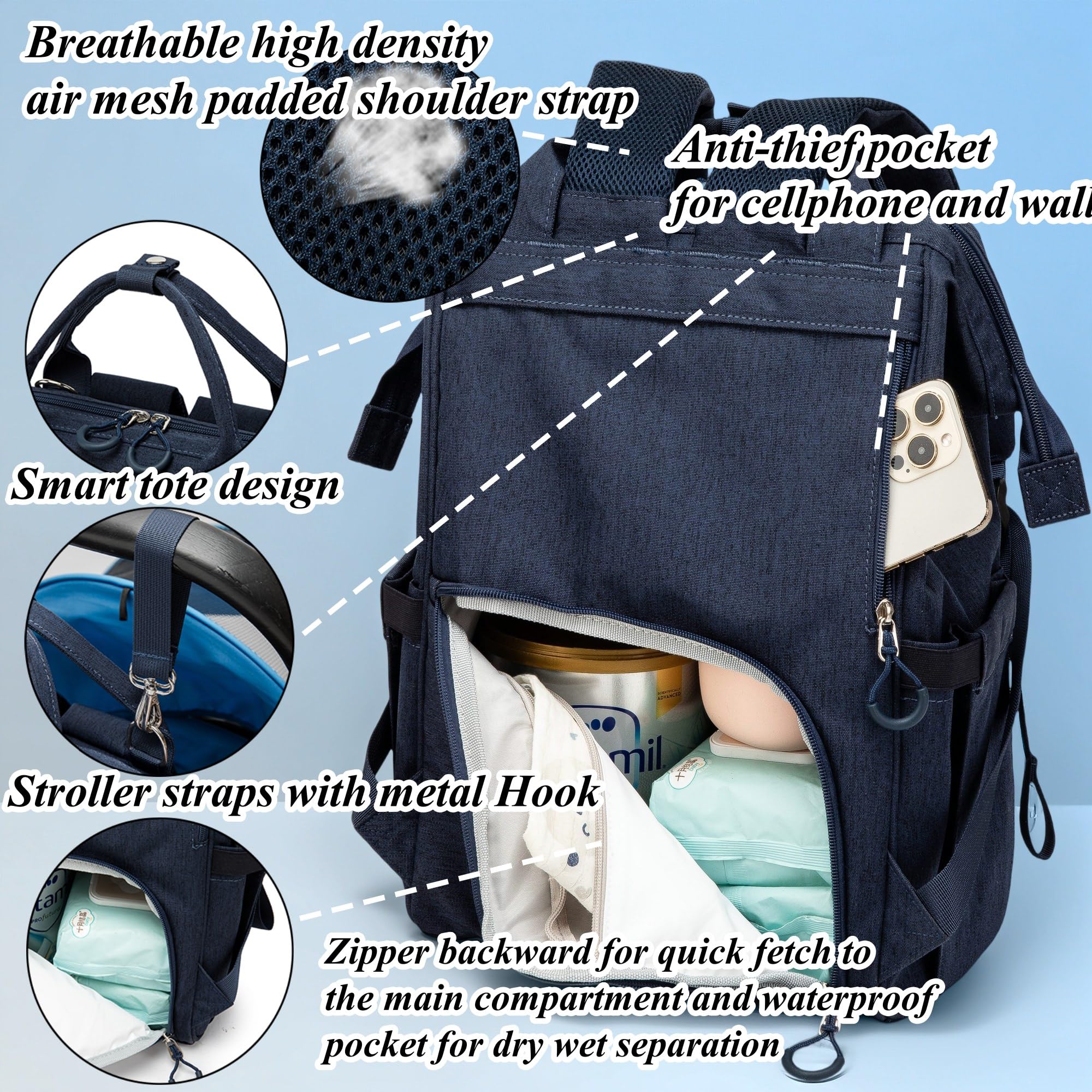 QWREOIA diaper bag changing pad, soft and portable for quick changes.