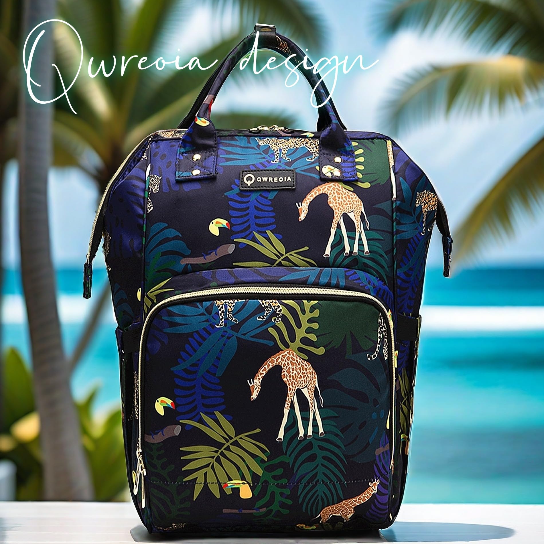 QWREOIA diaper bag with high-quality nylon withstands daily use.