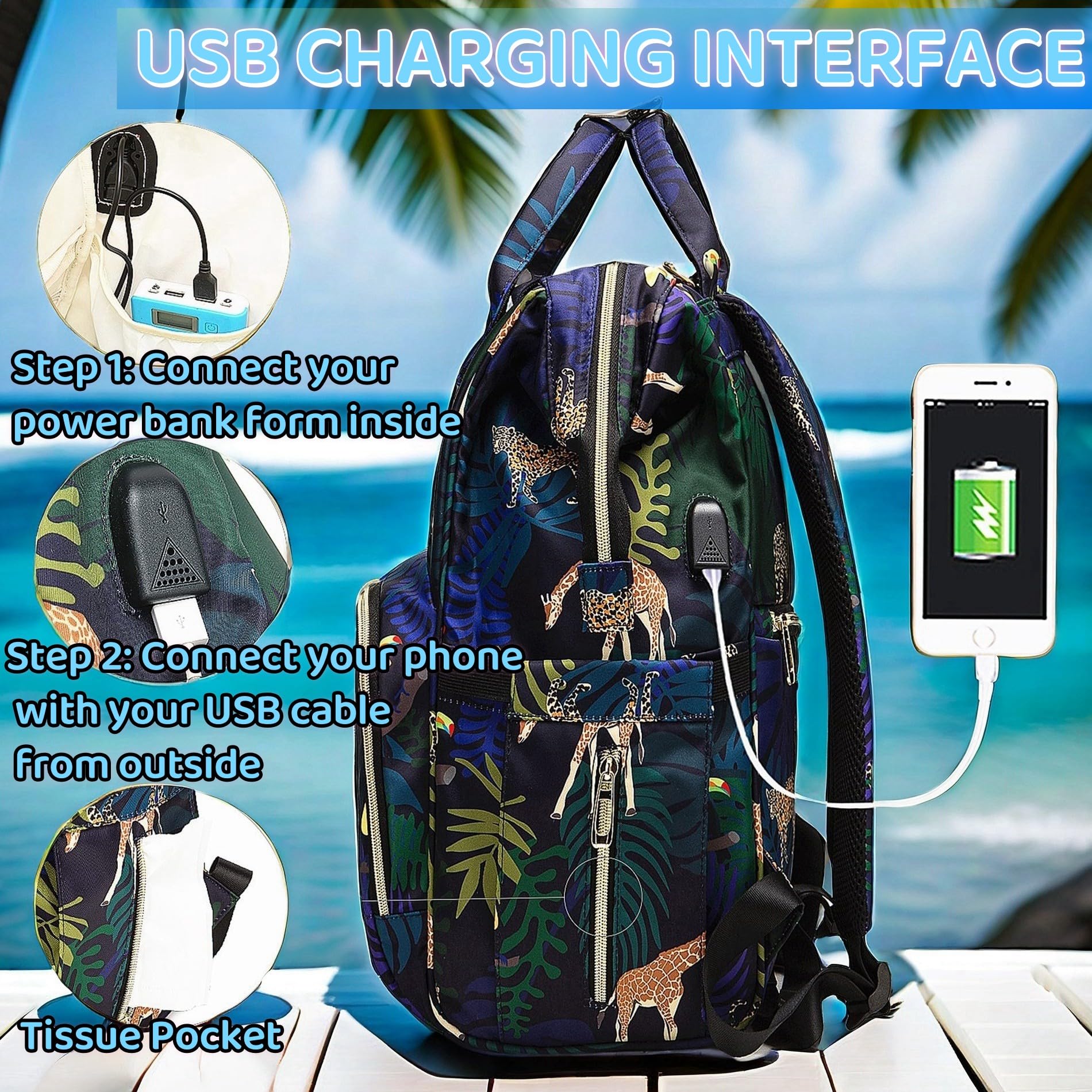 QWREOIA diaper bag with stroller straps keeps hands free while strolling.