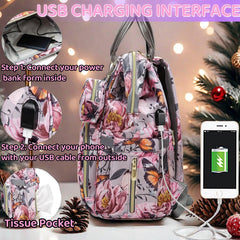 QWREOIA diaper bag USB port for device charging during outings