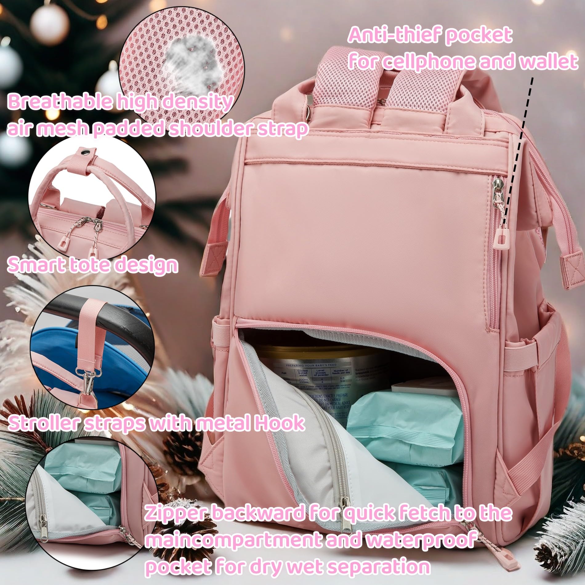 QWREOIA waterproof pocket for damp items during travel.