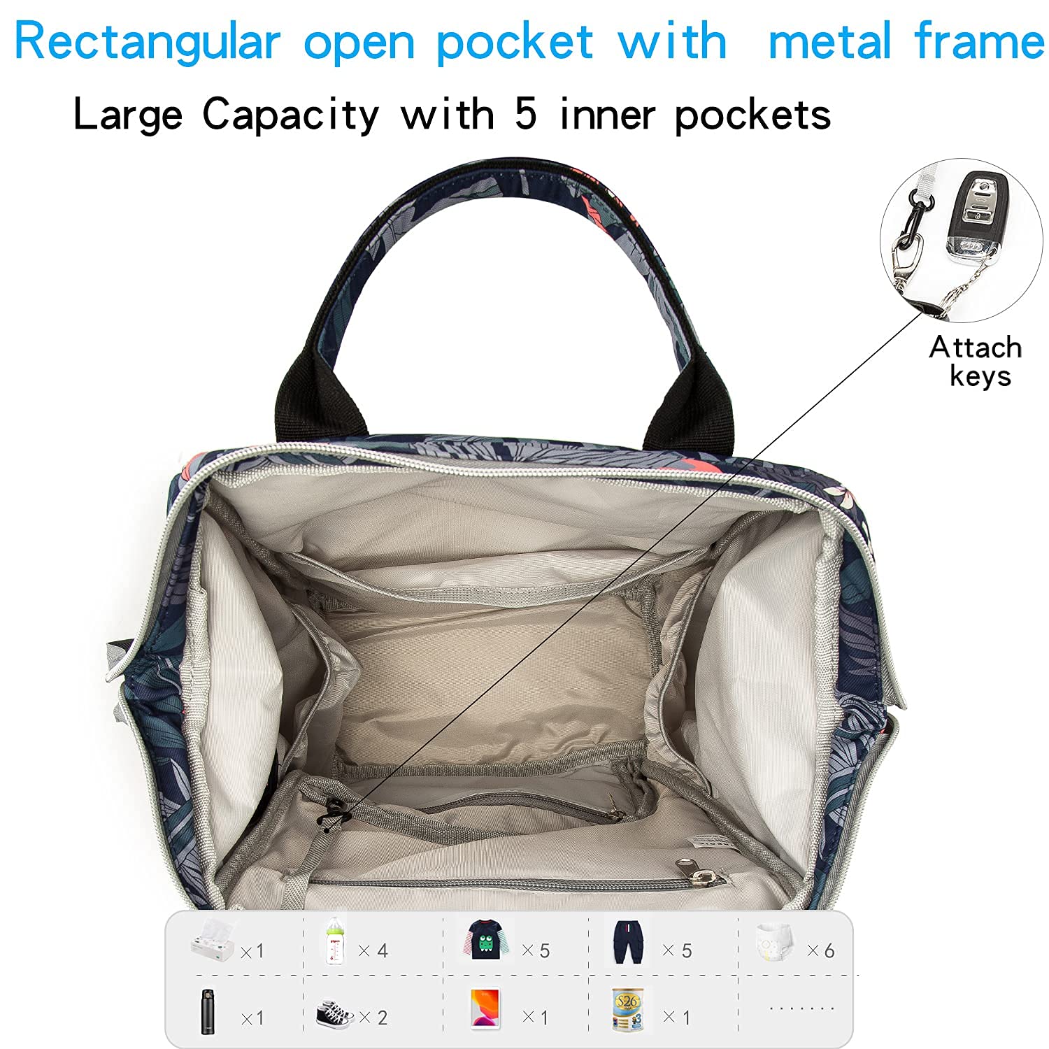 QWREOIA floral diaper bag backpack convertible carry options for backpack or tote