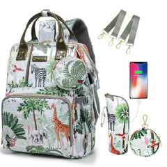 QWREOIA tropical rainforest diaper bag backpack with large capacity for organized essentials