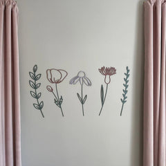 QWTOWFM wooden wildflowers wall decal for living room enhances space with soft, botanical style.