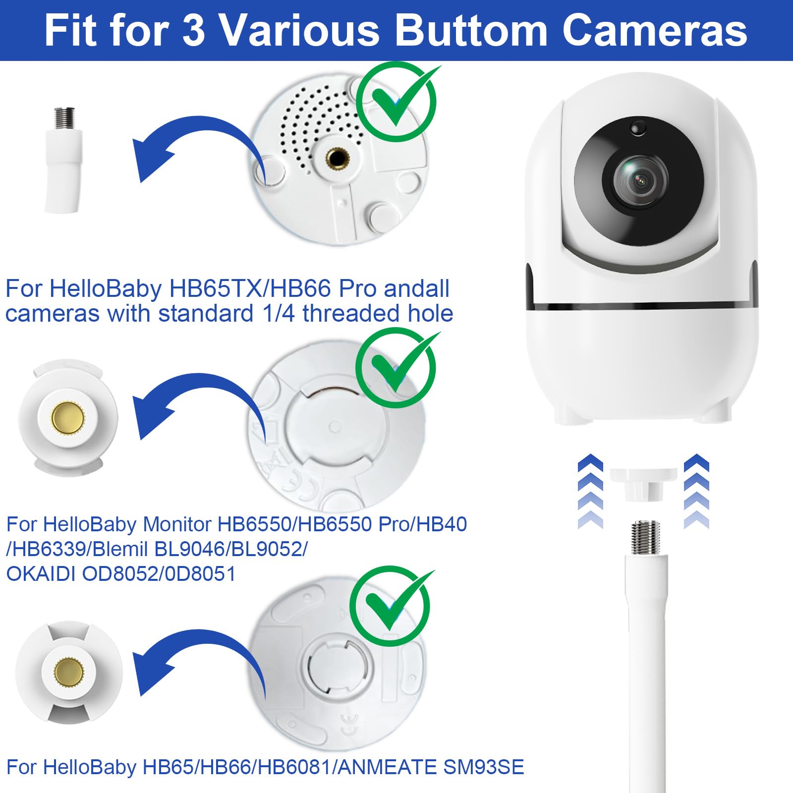 Qwwia gooseneck arm provides adjustable viewing angles for your baby camera