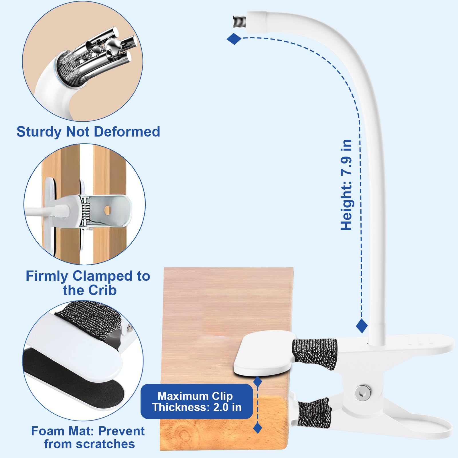 Qwwia 8-inch arm mount for secure baby monitor positioning