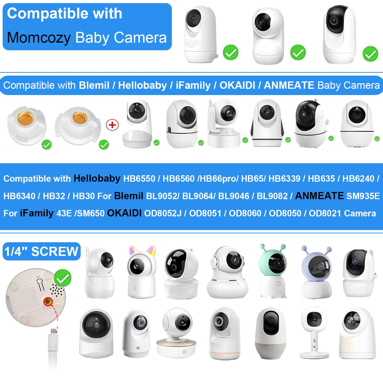 Qwwia mount with HB66 in crib view, 360-degree adjustment for optimal camera angle