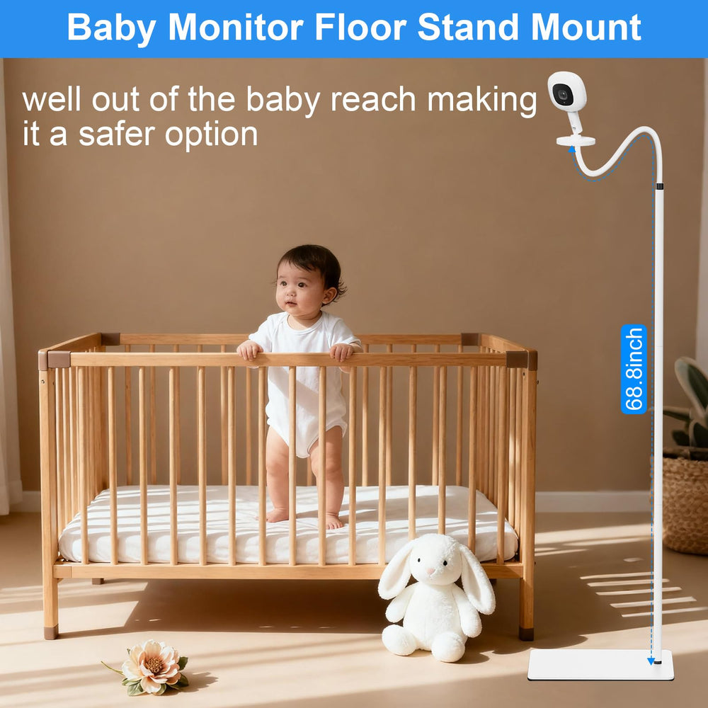 Qwwia nursery-ready stand elevates camera height for better room monitoring.