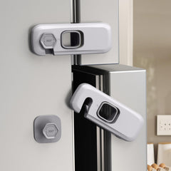 QYESWHSR fridge lock with adhesive pads keeps cabinets safe for curious toddlers.