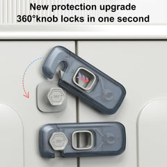 QYESWHSR fridge lock shown on door for tool-free, easy installation.