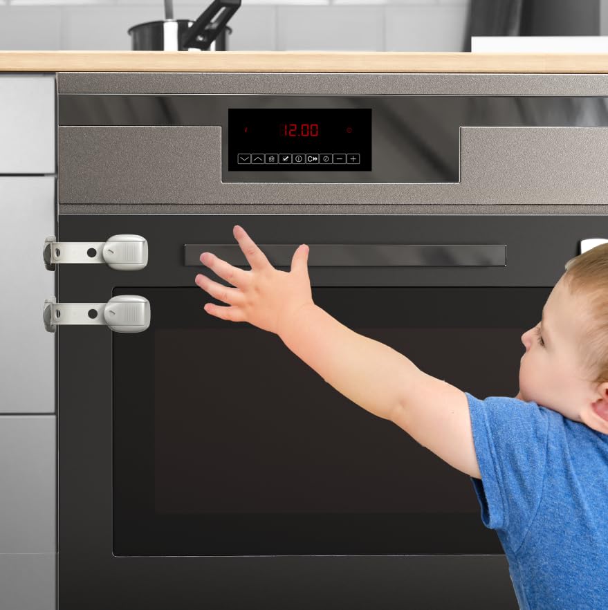 QYESWHSR fridge lock shown on a refrigerator door, preventing curious little hands.