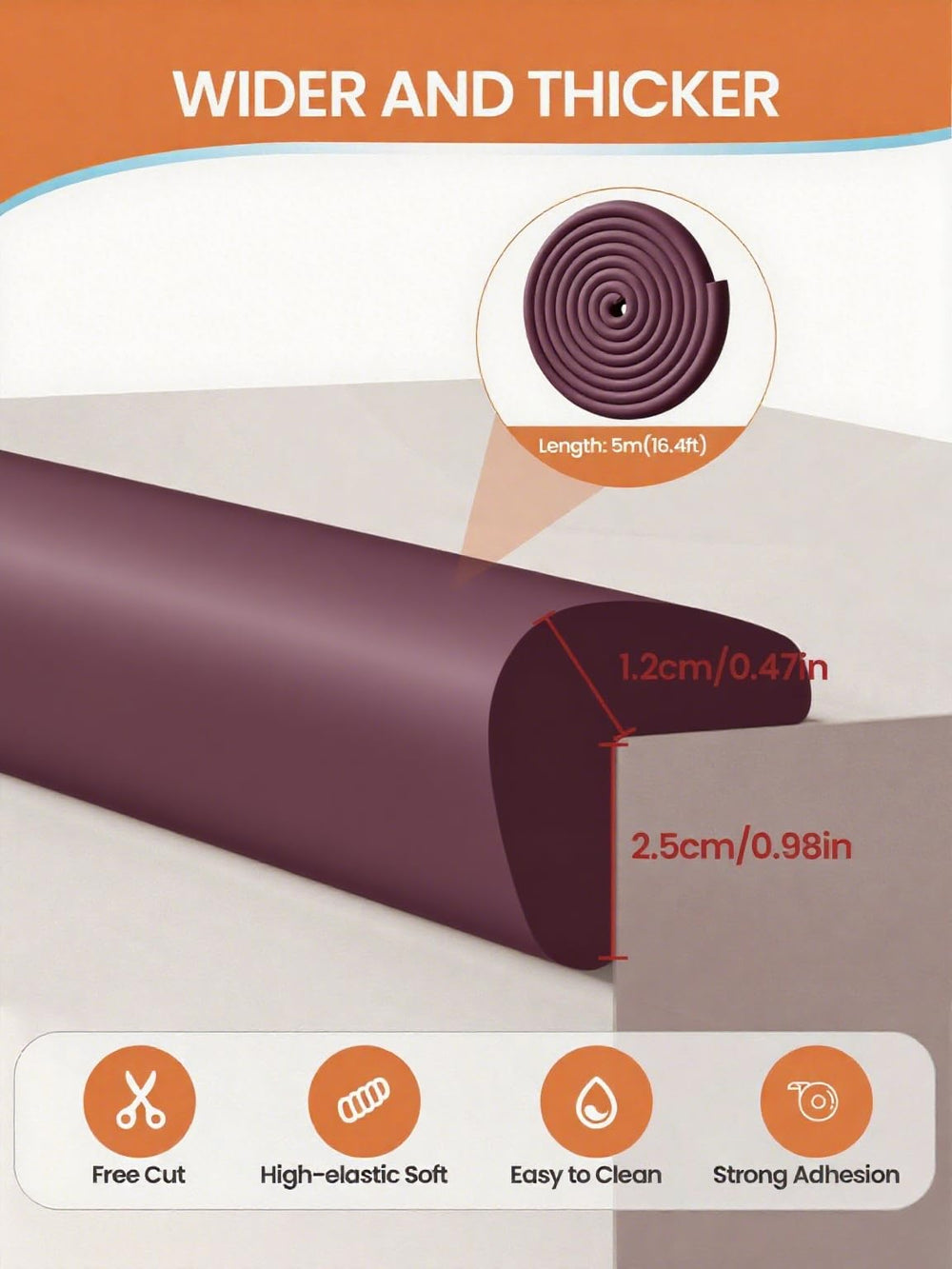 QYV 16-4ft edge-protector purple roll provides continuous impact coverage