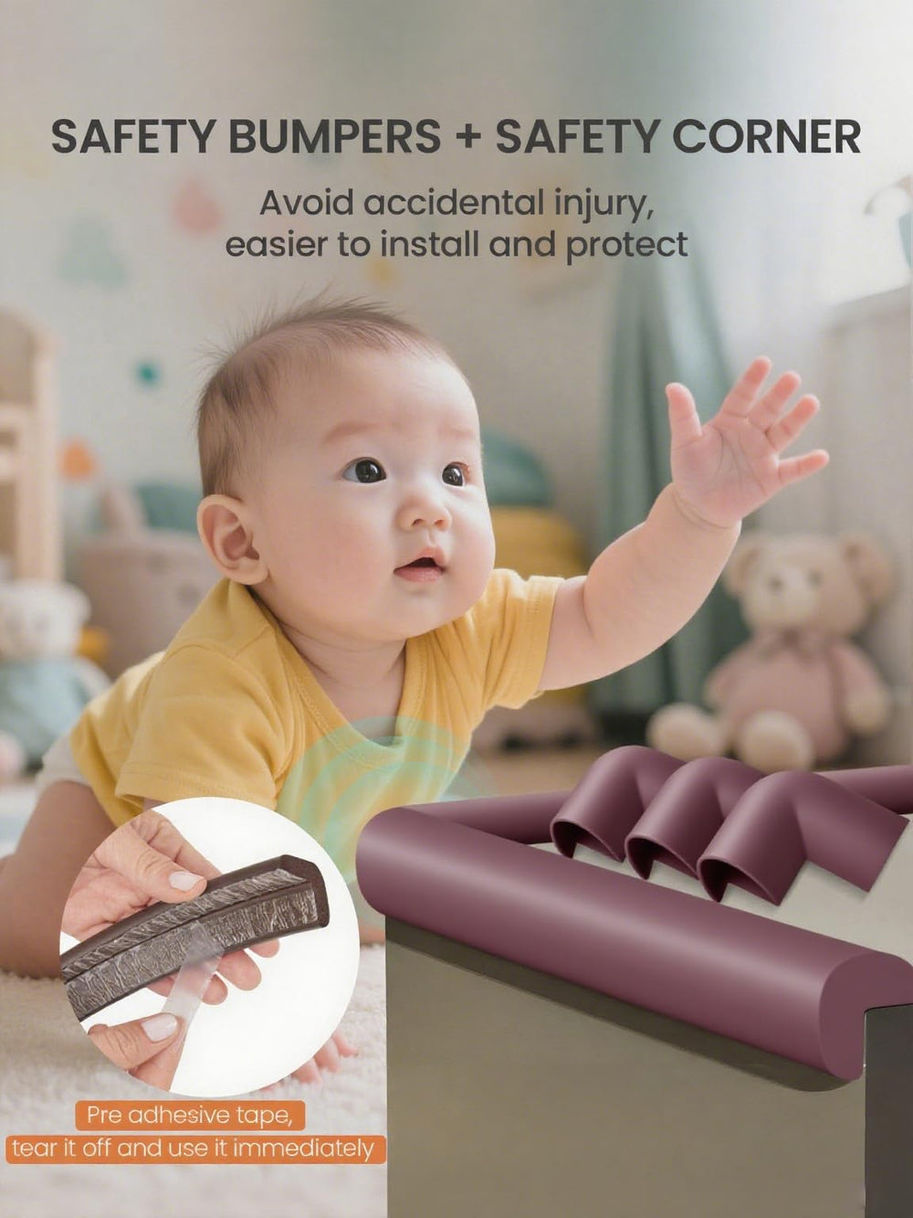 QYV 360-degree corner protector purple wraps sharp edges safely