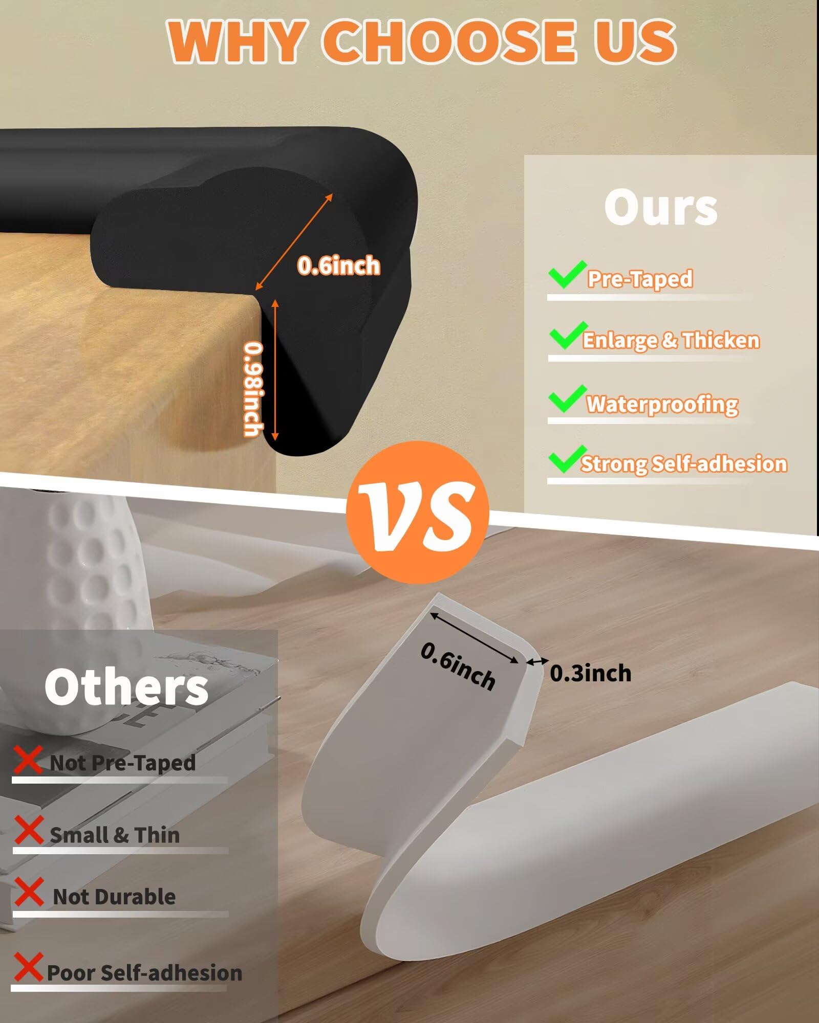 QYV Anti-collision angles with six corners for comprehensive protection.