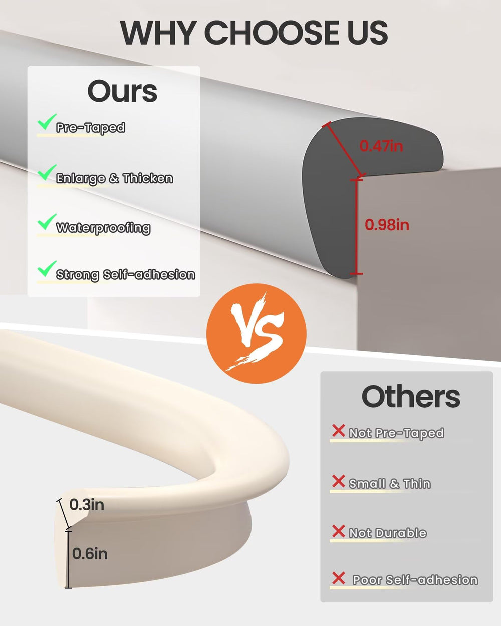 QYV foam desk corner protector rounded for gentle contact