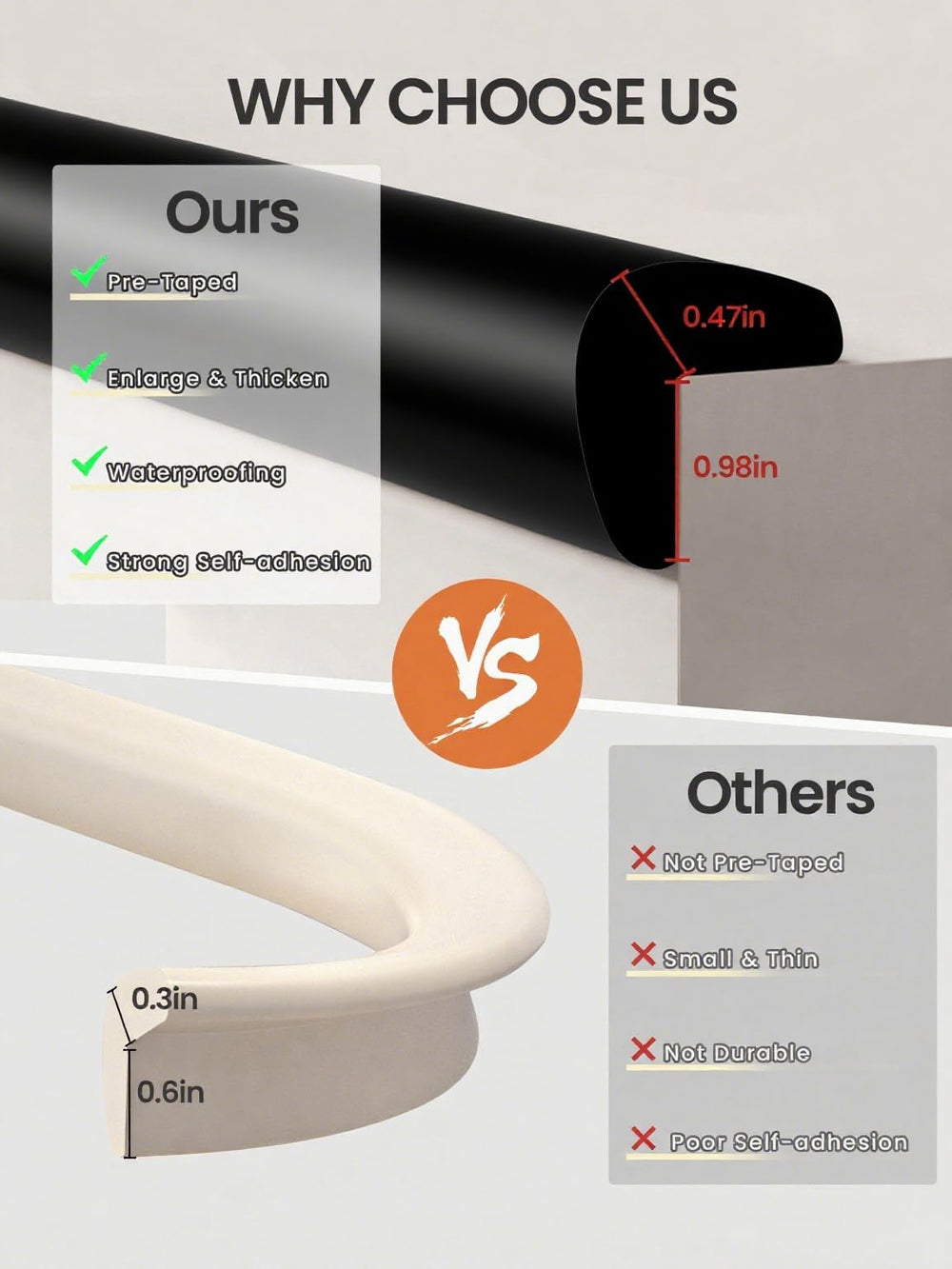 QYV thick rounded edge protector offers cushioned touch for curious toddlers.