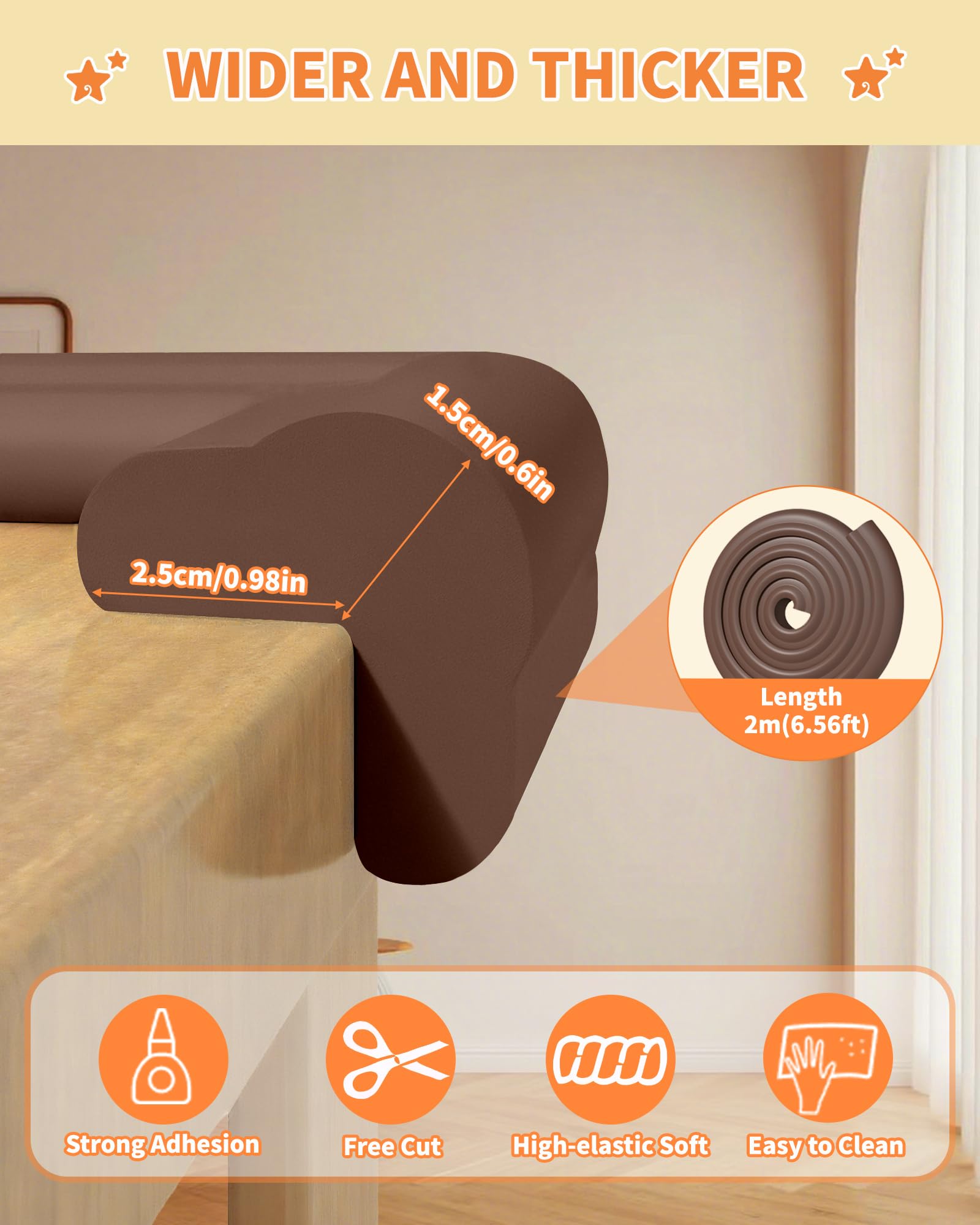 QYV Edge Corner Protector 6.56 ft length provides broad edge coverage for furniture.