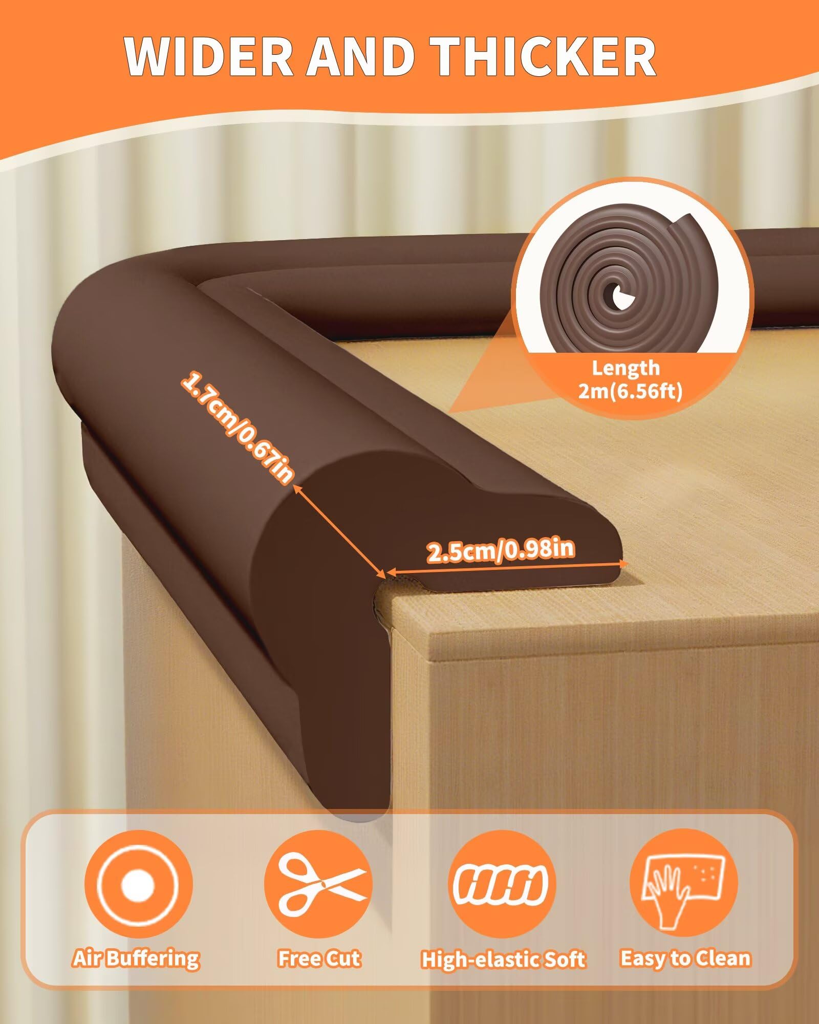 QYV Edge Protector coffee-adhesive-back keeps furniture corners safe