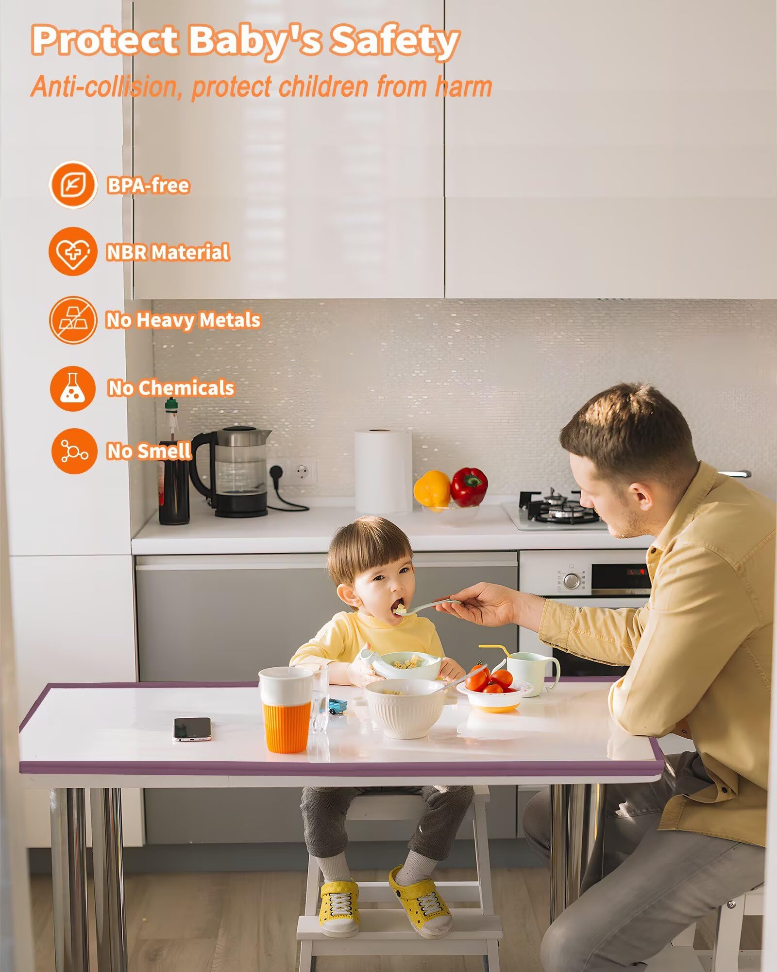Waterproof and stain-resistant surface easy to wipe clean.