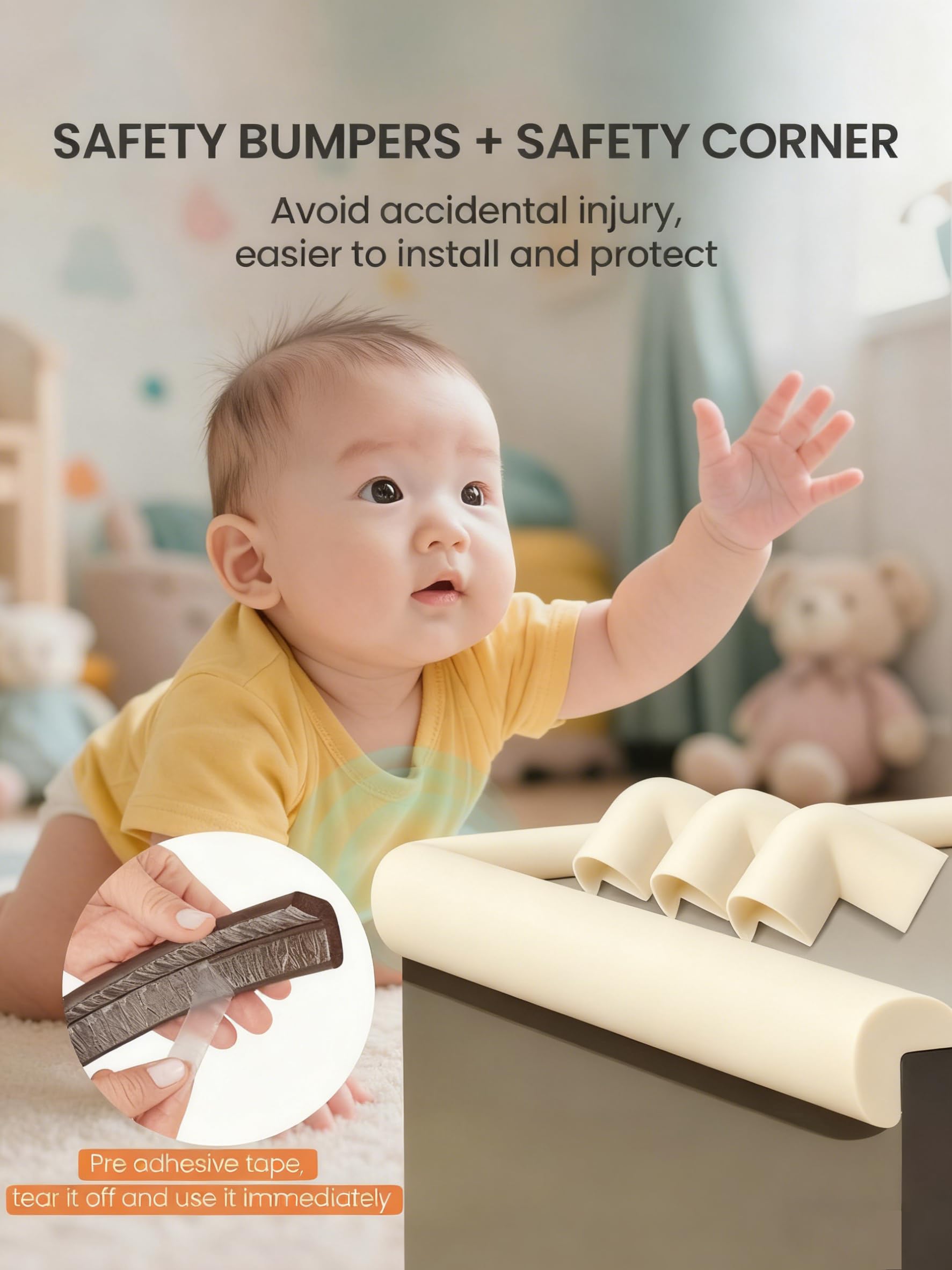 QYV thick cushioning offers gentle touch during baby exploration.