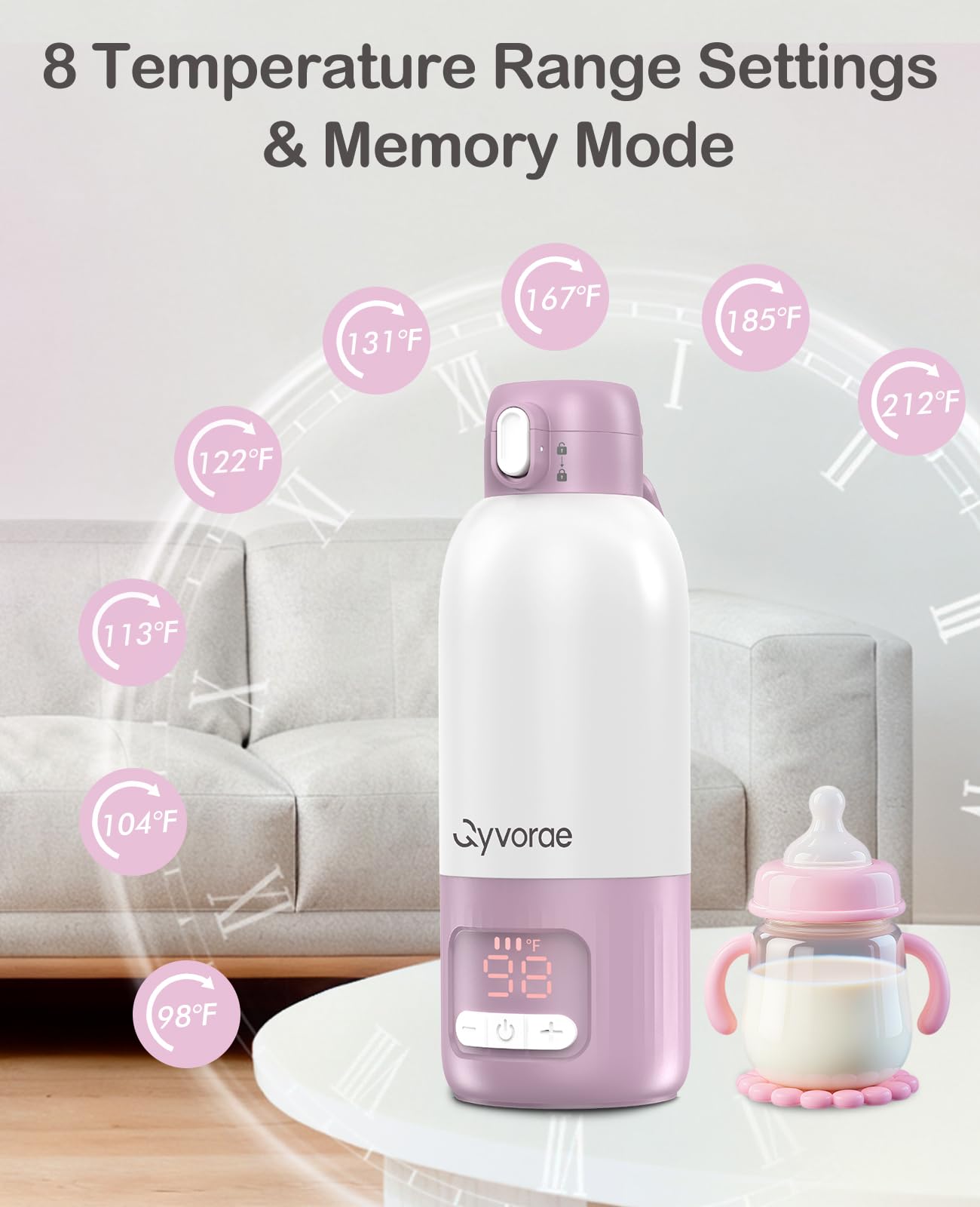 Qyvorae stainless steel body showcases durable, odor-free construction.