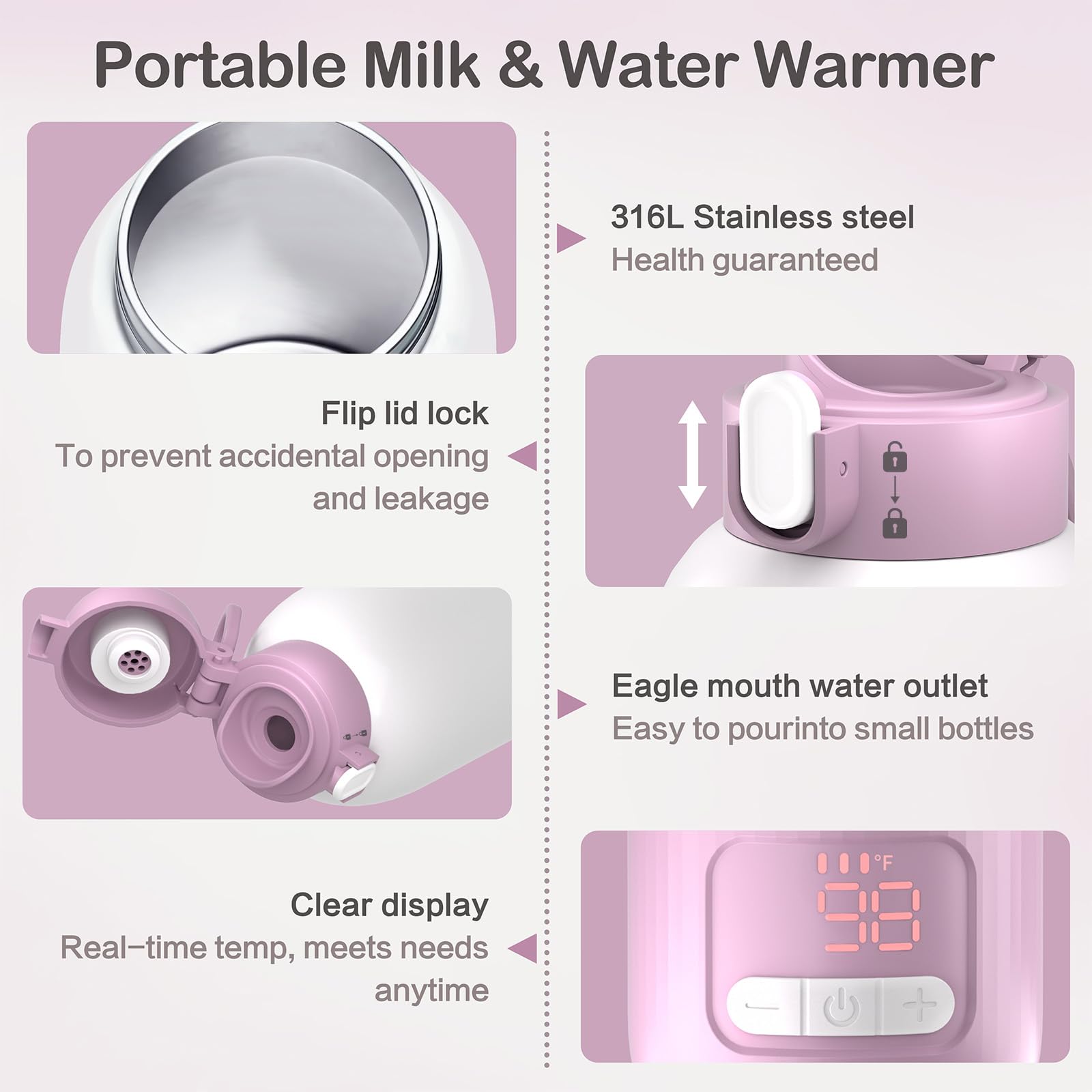 Qyvorae bottle warmer 316L stainless steel interior safe cleaning