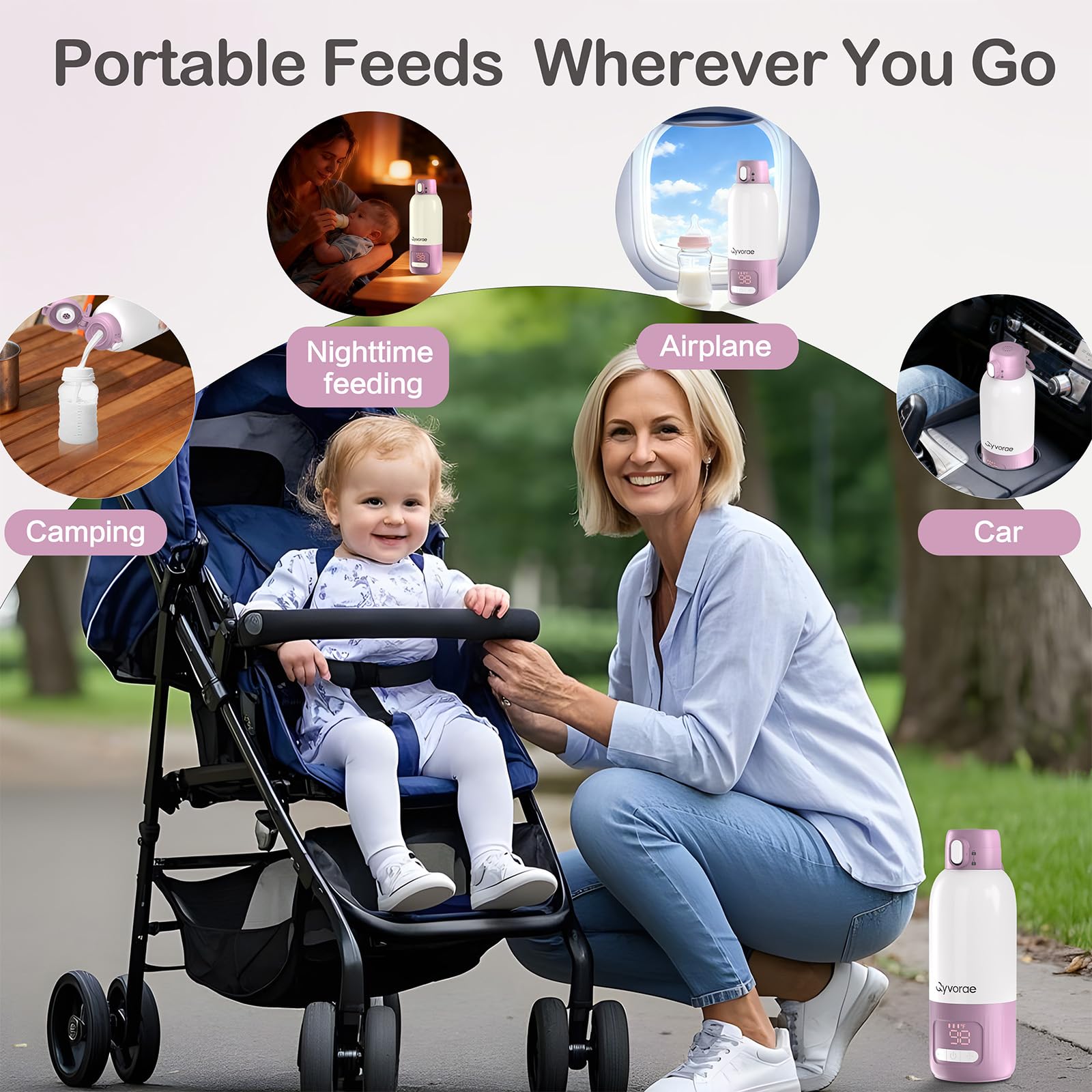 Qyvorae bottle warmer travel-friendly design fits bags and strollers