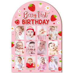 R HORSE 3D strawberry design board adds playful milestone decor to a nursery.